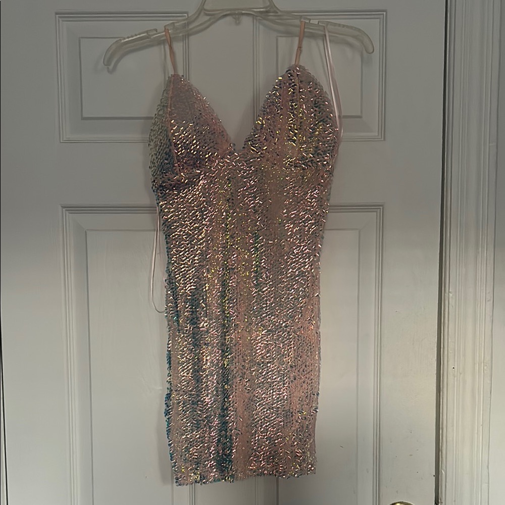 Fashion Nova Shimmering Pink Mini Dress